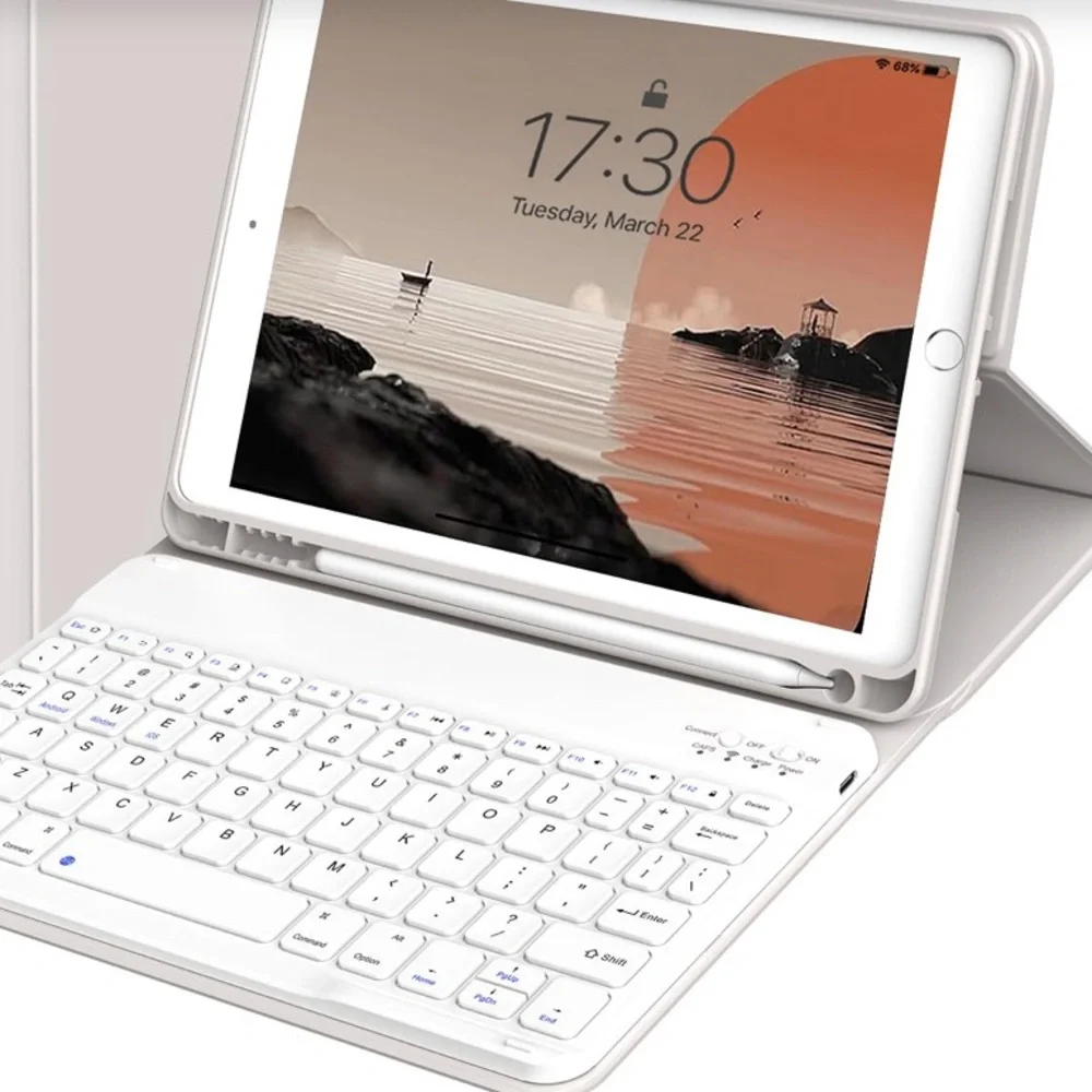 iPad 9.7” Case with Keyboard & Pencil Holder Detachable Wireless Bluetooth GRAY